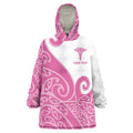 Personalised New Zealand Nurse Wearable Blanket Hoodie Maori Koru Pink Version