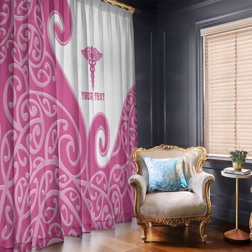 Personalised New Zealand Nurse Window Curtain Maori Koru Pink Version