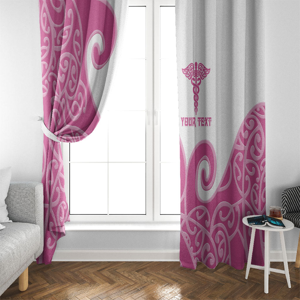 Personalised New Zealand Nurse Window Curtain Maori Koru Pink Version