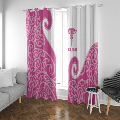 Personalised New Zealand Nurse Window Curtain Maori Koru Pink Version
