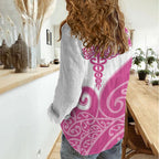 Personalised New Zealand Nurse Women Casual Shirt Maori Koru Pink Version