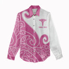 Personalised New Zealand Nurse Women Casual Shirt Maori Koru Pink Version