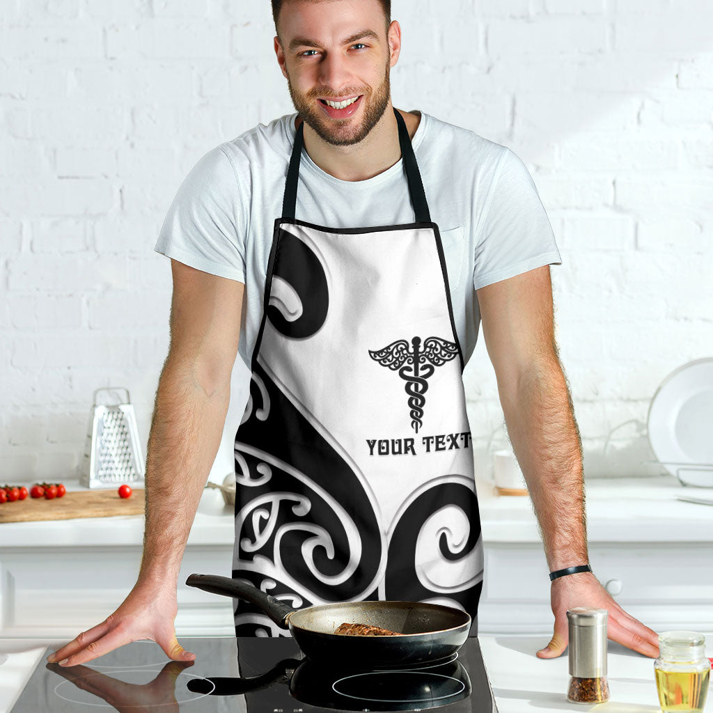 Personalised New Zealand Nurse Apron Maori Koru Black Version