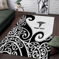Personalised New Zealand Nurse Area Rug Maori Koru Black Version
