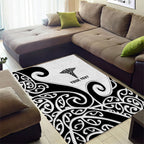 Personalised New Zealand Nurse Area Rug Maori Koru Black Version
