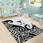 Personalised New Zealand Nurse Area Rug Maori Koru Black Version