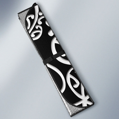 Personalised New Zealand Nurse Auto Sun Shade Maori Koru Black Version