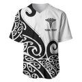 Personalised New Zealand Nurse Baseball Jersey Maori Koru Black Version
