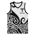 Personalised New Zealand Nurse Basketball Jersey Maori Koru Black Version