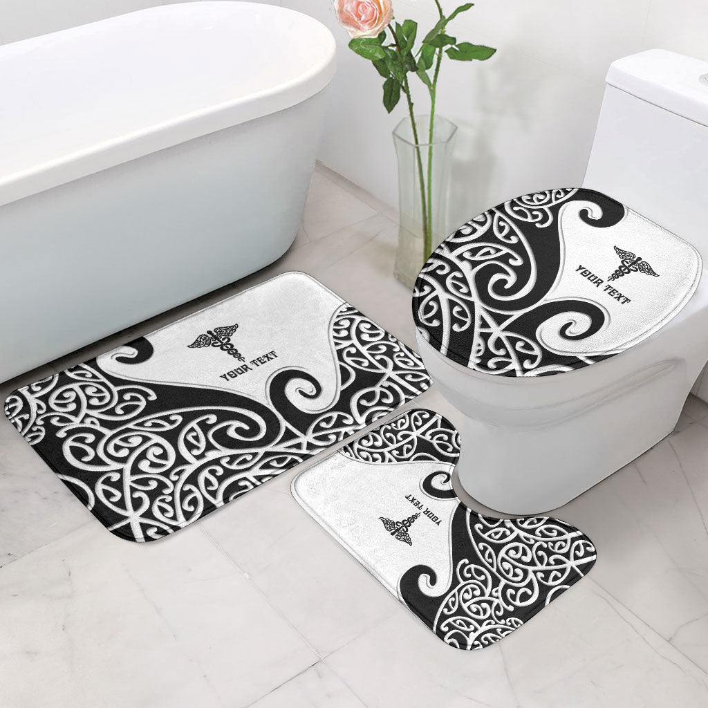 Personalised New Zealand Nurse Bathroom Set Maori Koru Black Version