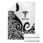 Personalised New Zealand Nurse Blanket Maori Koru Black Version