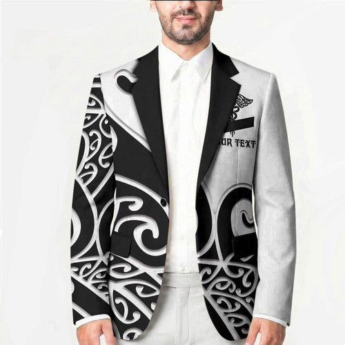 Personalised New Zealand Nurse Blazer Maori Koru Black Version