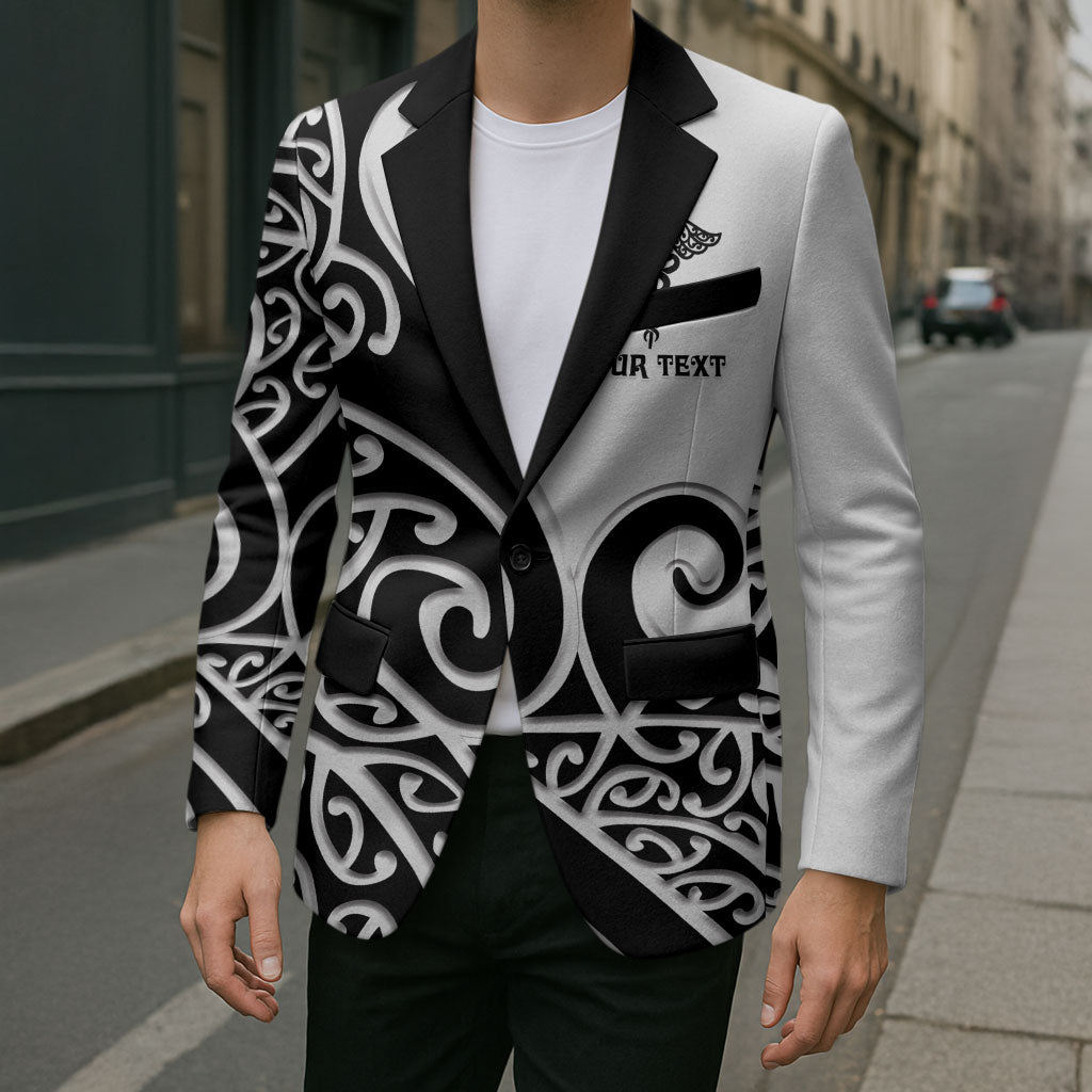 Personalised New Zealand Nurse Blazer Maori Koru Black Version
