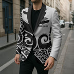 Personalised New Zealand Nurse Blazer Maori Koru Black Version