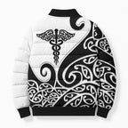Personalised New Zealand Nurse Bomber Puffer Jacket Maori Koru Black Version