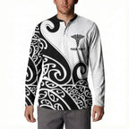 Personalised New Zealand Nurse Button Sweatshirt Maori Koru Black Version