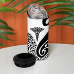 Personalised New Zealand Nurse 4 in 1 Can Cooler Tumbler Maori Koru Black Version