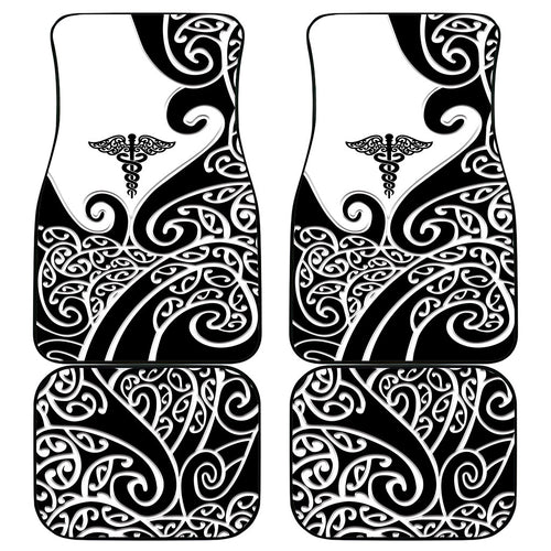 New Zealand Nurse Car Mats Maori Koru Black Version