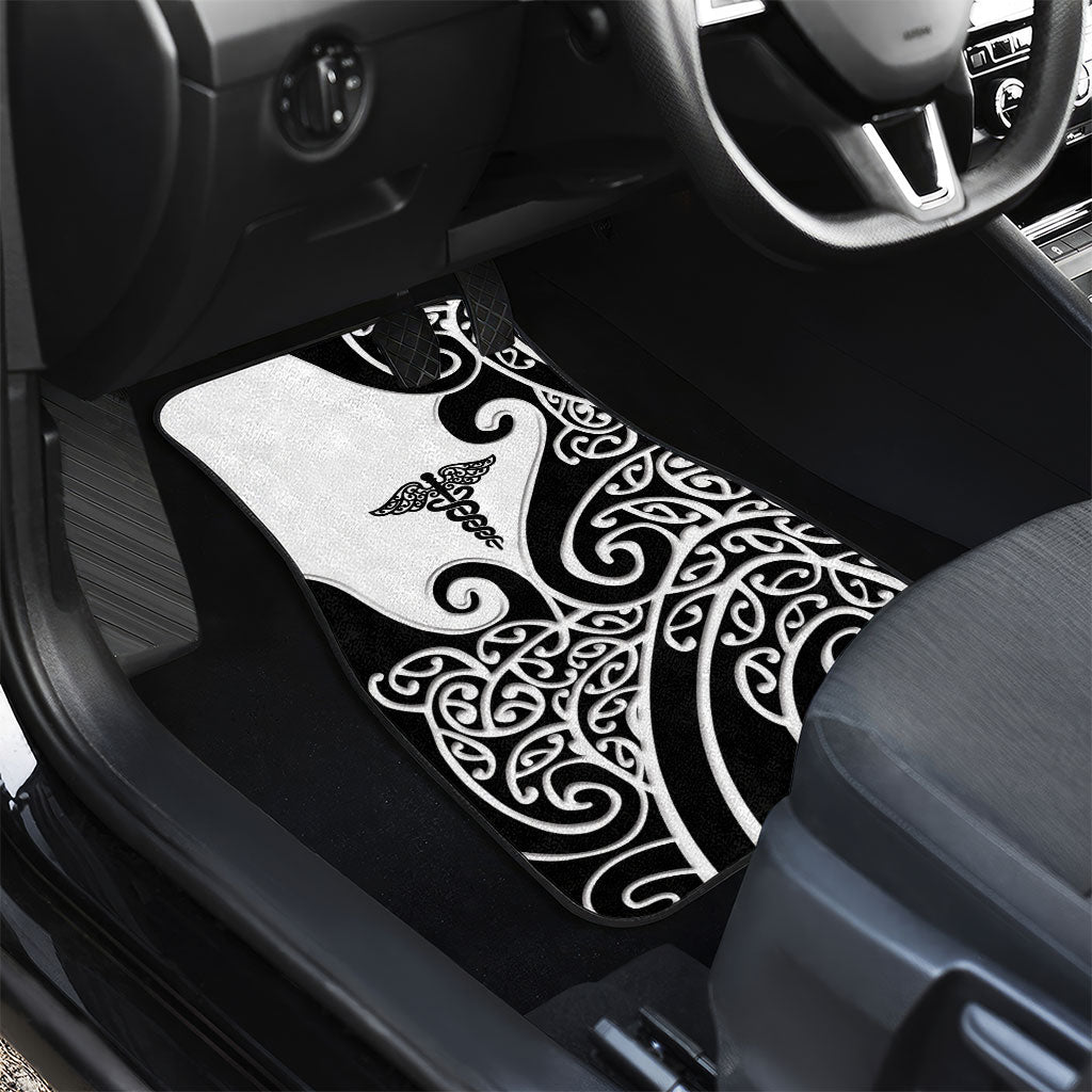 New Zealand Nurse Car Mats Maori Koru Black Version