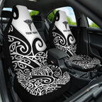 Personalised New Zealand Nurse Car Seat Cover Maori Koru Black Version