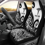 Personalised New Zealand Nurse Car Seat Cover Maori Koru Black Version