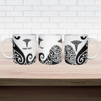 Personalised New Zealand Nurse Ceramic Mug Maori Koru Black Version