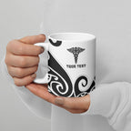 Personalised New Zealand Nurse Ceramic Mug Maori Koru Black Version