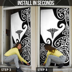 New Zealand Nurse Door Cover Maori Koru Black Version