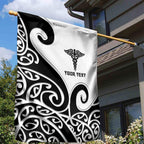 Personalised New Zealand Nurse Garden Flag Maori Koru Black Version