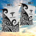 Personalised New Zealand Nurse Garden Flag Maori Koru Black Version