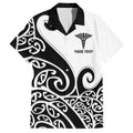 Personalised New Zealand Nurse Hawaiian Shirt Maori Koru Black Version