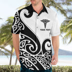 Personalised New Zealand Nurse Hawaiian Shirt Maori Koru Black Version