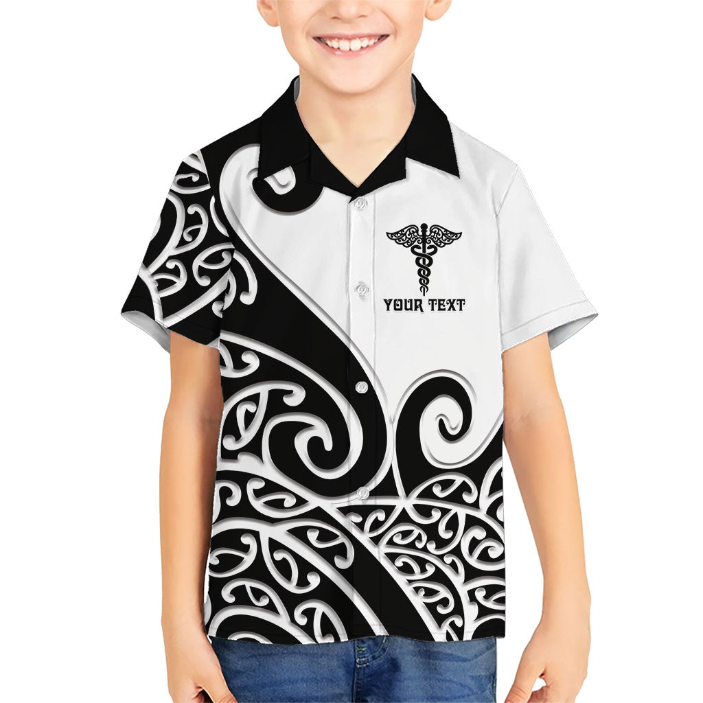 Personalised New Zealand Nurse Hawaiian Shirt Maori Koru Black Version