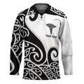 Personalised New Zealand Nurse Hockey Jersey Maori Koru Black Version