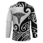 Personalised New Zealand Nurse Hockey Jersey Maori Koru Black Version