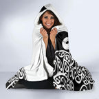 Personalised New Zealand Nurse Hooded Blanket Maori Koru Black Version