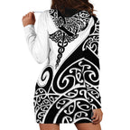 Personalised New Zealand Nurse Hoodie Dress Maori Koru Black Version