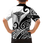 Personalised New Zealand Nurse Kid Hawaiian Shirt Maori Koru Black Version