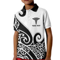 Personalised New Zealand Nurse Kid Polo Shirt Maori Koru Black Version