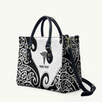 Personalised New Zealand Nurse Leather Bag Maori Koru Black Version