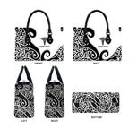 Personalised New Zealand Nurse Leather Bag Maori Koru Black Version
