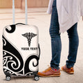 Personalised New Zealand Nurse Luggage Cover Maori Koru Black Version