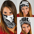 Personalised New Zealand Nurse Neck Gaiter Maori Koru Black Version