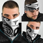 Personalised New Zealand Nurse Neck Gaiter Maori Koru Black Version