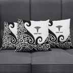 Personalised New Zealand Nurse Pillow Cover Maori Koru Black Version