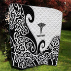 Personalised New Zealand Nurse Quilt Maori Koru Black Version