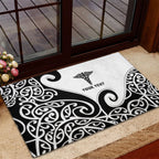 Personalised New Zealand Nurse Rubber Doormat Maori Koru Black Version