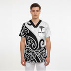 Personalised New Zealand Nurse Scrub Top Maori Koru Black Version
