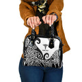 Personalised New Zealand Nurse Shoulder Handbag Maori Koru Black Version