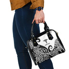 Personalised New Zealand Nurse Shoulder Handbag Maori Koru Black Version
